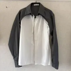 ホワイト/グレー カラーコンビネーションシャツ