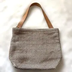 リラキャンベル　ヘリンボーン柄 トートバッグ 大きめ　革　ショルダー