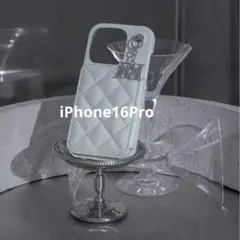 ダーリッチ キルティングミラーDDチャーム iPhoneケース16 サックス