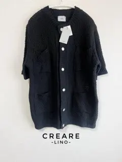 CREARE【タグ付き】5分袖 銀釦 ニット カーディガン M ブラック