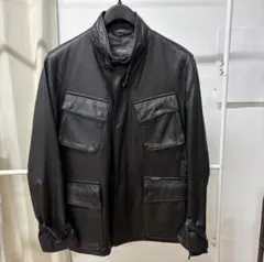 【本革】 allegri ブラック シングル レザージャケット Lサイズ相当