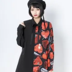 TRAVAS TOKYO バイカラーシャツ ハート柄 リボン付のサムネイル