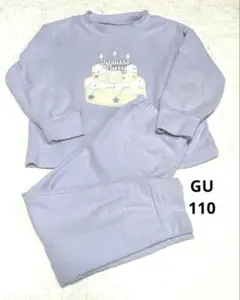 GU 刺繍フリースパジャマ 110 ラウンジセット　パジャマ　上下 薄紫