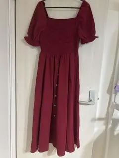 SHEIN バーガンディ 半袖ワンピース M