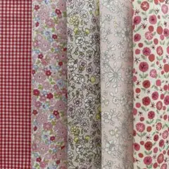 ハギレ カットクロス ピンク系 花柄 チェック ボタニカル パッチワーク