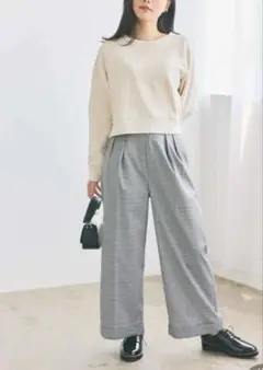 cohina ハイウエスト裾ダブルワイドパンツ