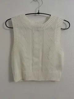 H&Mノースリーブ ニット セーター ホワイト XS