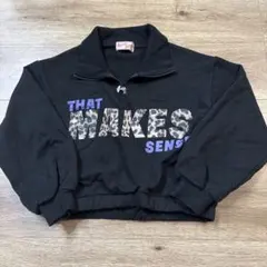 ショート丈ハーフジップスウェット トップス