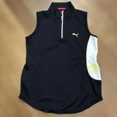 V1327 PUMA レディース ゴルフ ノースリーブシャツ ブラック Lのサムネイル