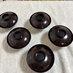 煮物椀 汁椀 蓋付き 5客セット 漆器 和食器 - メルカリ