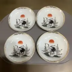 骨董 縁起物 鶴 松 豆皿 4枚セット
