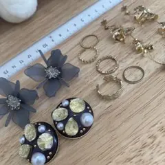 ピアス リング ブローチ フラワー モチーフ ゴールド