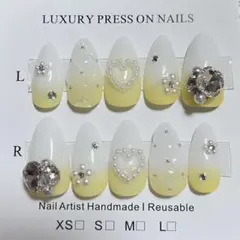 現品】ネイルチップ♡イエロー 黄色 量産型地雷韓国ワンホンイニシャル