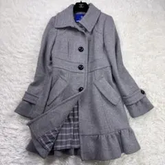 美品◇バーバリーブルーレーベル◇裾フリル アンゴラ混 ロングウールコート38