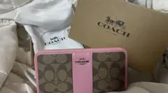 【‼️最終値下げ】新品未使用 COACH 長財布 ブラウン/ピンク