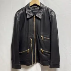 DOLCE&GABBANA レザージャケット　ライダース　ゴールドジップ　50