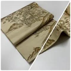 ミ*ス様 ZZ-237 名古屋帯 松葉仕立て 正絹 かがり縫い 風景柄 9/1