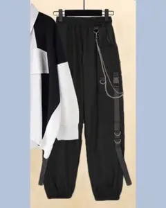 SHEIN カーゴパンツ L ブラック Y2K 原宿系 ストリート ワイドパンツ