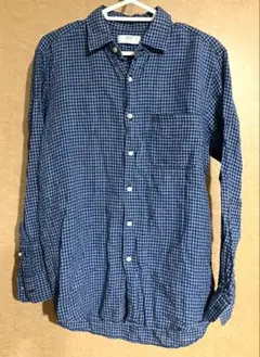 UNIQLO＊プレミアムリネンシャツ 麻100% ギンガムチェック　BLUE/M