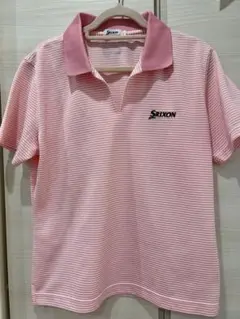 Srixon ストライプポロシャツ ピンク