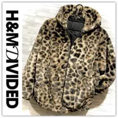 H&M DIVIDED レオパード ヒョウ柄 パーカー ボア ファー US XS