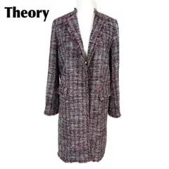 【美品】 Theory ツイードコート S 赤×紺×白 ツイード