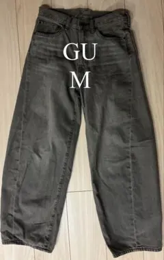 GU ジーユー ワイドフィット デニムパンツ M ウォッシュブラック