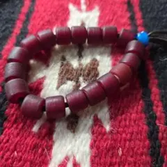 大粒レッドホワイトハーツビーズブレスレット