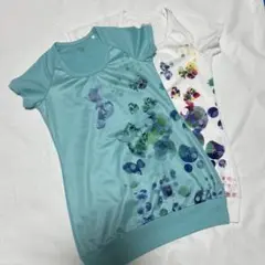 ショートスリーブ 水玉　Tシャツ　ブルー ホワイト　アシックス 2枚セットのサムネイル