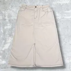 DAILY TOPICS タイトロングスカート ホワイト ステッチ ウエストゴム