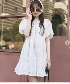 LILLIAN CARAT デザインスリーブミニワンピース