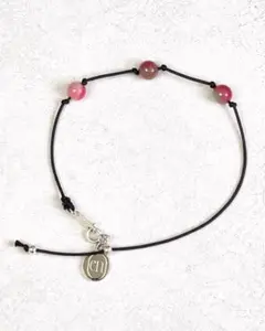 ピンク天然石ブレスレット　調整可能　ハンドメイド　ブレスレット