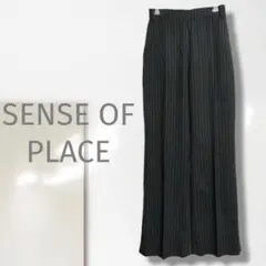 k1【センスオブプレイス】ワイドパンツ/美品 ハイウエスト 脚長効果 ストライプ