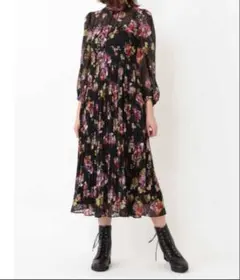 ボウタイワンピース ロングワンピース