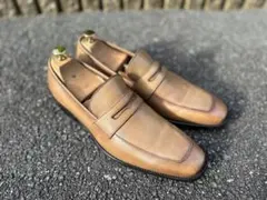【極美品】Biz-Luckブラウン　本革コインローファー　ミキシング仕上げのサムネイル