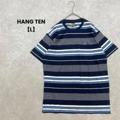 HANG TEN ボーダーTシャツ　ネイビー系【L】カジュアル　古着系　お洒落のサムネイル