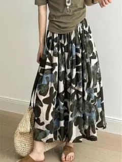 colorer クロレ　フラワープリント ギャザーロングスカート　花柄