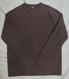 UNIQLO ウォッシャブルミラノリブクルーネックセーター ダークブラウン XL