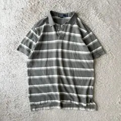 ラルフローレン 90s ポロシャツ ボーダー XL 灰白 短丈