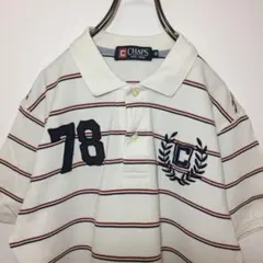 CHAPS チャップス 半袖 ボーダー ポロシャツ M ビッグロゴ ラルフ 古着