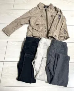 ベージュジャケットとパンツ3点セット