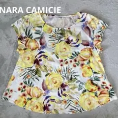 NARA CAMICIE ナラカミーチェ花柄フレンチスリーブカットソー　イエローのサムネイル