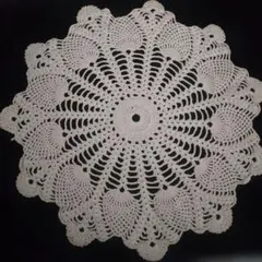 ヴィンテージ レース円形ドイリー ホワイト（4）