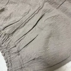 美品 Samansa Mos2 総刺繍綿麻パンツ ワイドパンツ