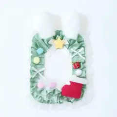 クリスマスツリー　うさぎちゃん　緑　トレカケースデコ　硬質カードケースデコ
