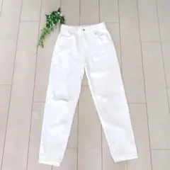 ZARA ザラ ダメージ加工 ホワイトデニム パンツ USA２