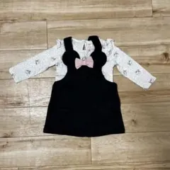 黒サロペットと動物柄トップスのセット