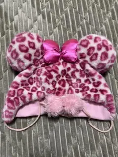 ミッキー風ヒョウ柄帽子