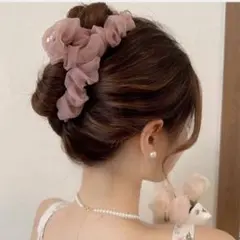 シフォン　バンスクリップ　ヘアクリップ　ヘアアクセサリー 韓国　髪留め　ヘアー