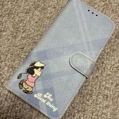 手帳型iPhoneケース 水色キャラクター付き
